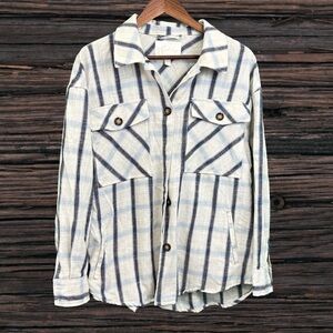 Ashley By 26 International Blue and Cream Plaid Shirt